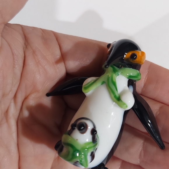 Murano hand blown art glass penguin and baby figurine miniature bird animal - Picture 4 of 7